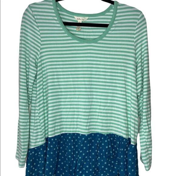 Matilda Jane Long Sleeve Talk To Me Later Stripe Polka Dot Blouse Size Small - Picture 1 of 6